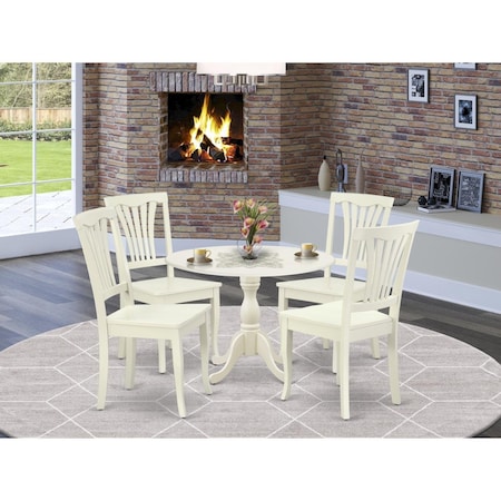 East West Furniture 5 Piece Dublin Dining Room Set - Linen White DMAV5-LWH-W